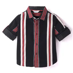 INFINITY Corduroy Cotton Woven Full Sleeves Striped Shirt - Black image 5