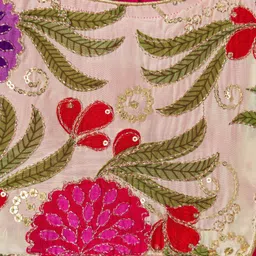 Babyhug Woven Frill Sleeves Ethnic Dress With Floral Embroidery & Sequin Detailing - Fuchsia image 4