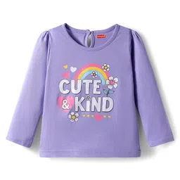 Babyhug 100% Cotton Knit Full Sleeves T-Shirts with Text & Floral Print Pack of 3 - Pink Lilac & Dark Pink image 4