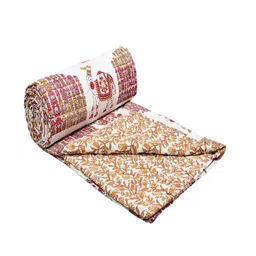 INDRA'S Pink & White Ethnic Motifs Printed Cotton Reversible 150 GSM Heavy Winter Quilt image 3