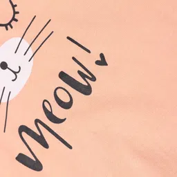 Teddy Sinker Knit Full Sleeves T-Shirt with Text Print - Light Peach image 5