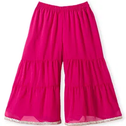 Babyhug Woven Three FourthSleeves Floral Printed Kurta Gharara Set with Dupatta & Lace Detailing - Dark Pink image 5