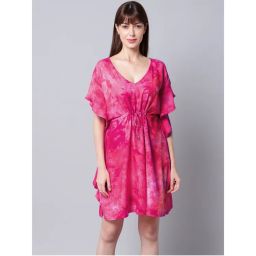 Erotissch Women Pink Tie & Dye Printed Beachwear Cover Up Dress-picture-8