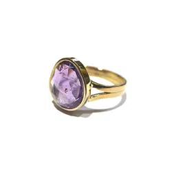 elitemart Gold-Plated Alloy Amethyst Finger Ring-image-0