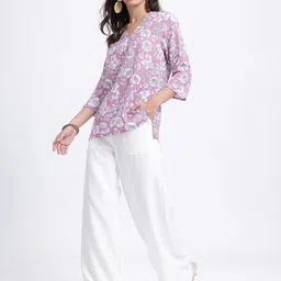 Anouk Rustic Floral Printed Round Neck Straight Kurti image 5