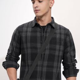 HIGHLANDER Men Spread Collar Tartan Checked Cotton Casual Shirt-picture-34