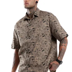 WROGN Men Spread Collar Floral Printed Cotton Oversized Casual Shirt image 4