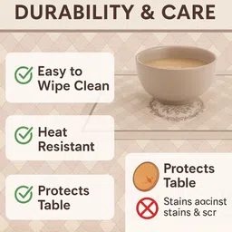 YELONA 6Pcs Pink & Beige Patterned Waterproof Heat-Resistant Anti-Slip Table Placemats image 4