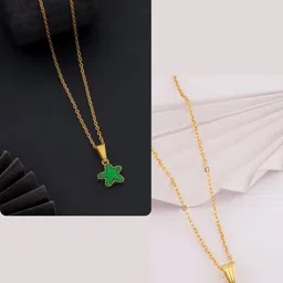 SZN Set Of 2 Gold-Plated Circular Shaped Pendent With Chain-picture-41