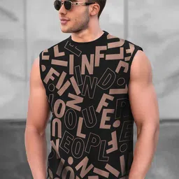 TRIPR Typography Printed Round Neck Sleeveless Cotton T-shirt-picture-21