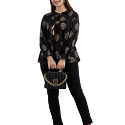 DMP EXPORT Women Ethnic Motifs Printed Tie-Up Neck Top image 5