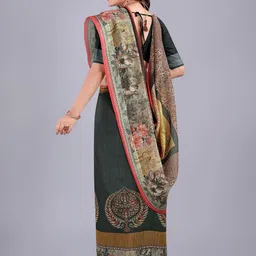 Kemza Floral Printed Saree With Blouse Piece image 5