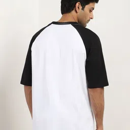 NOBERO Men Colourblocked Round Neck Cotton Oversized T-shirt image 3