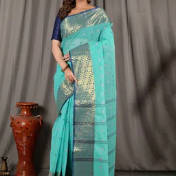 Ruuprekha Woven Design Zari Pure Cotton Taant Saree-image-44