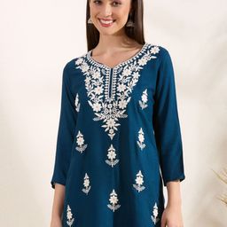 FASHOR Women Embroidered Chikankari Straight Kurti-picture-16