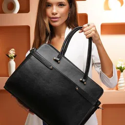 ALL ABOUT HER Women Solid Casual PU Oversized Structured Tote Bag-picture-17