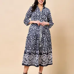 RANGRIWAZ Women Self Design A-Line Midi Dress image 1