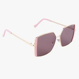 PELLE LUXUR Unisex Brown Lens & Gold-Toned Oversized Sunglasses with image 4