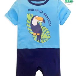Babyoye Cotton Half Sleeves Biowash Romper Taucans Print - Blue-image-49