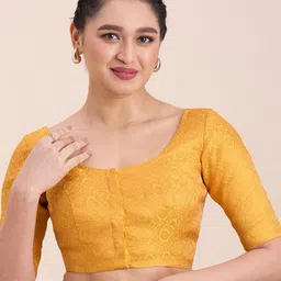Studio Shringaar Ethnic Motifs Woven Design Round Neck Brocade Saree Blouse-picture-13