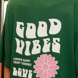 Christy World Typography Printed Round Neck Drop Shoulder Oversized T-shirt image 2