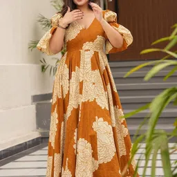 iEthniya Women Floral Printed Bell Sleeves Fit & Flare Maxi Dress-picture-16