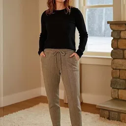 Eleg & Stilance Unisex Beige Mid Rise Fleece Jogger With Waistband & Side Pockets-picture-28