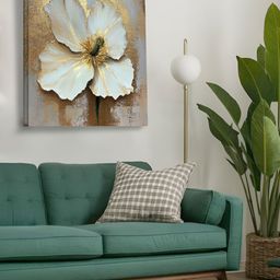 OLIVE TREE Gold-Toned & White Floral And Botanical Canvas Wall Art-picture-21