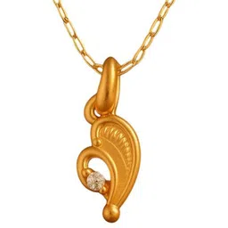 GARNISHA Women Gold-Plated Half Heart Shaped Cubic Zirconia Studded Pendant with Chain image 3