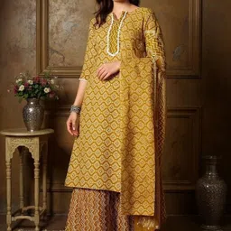 Istyle Can Ethnic Motifs Printed Round Neck Kurta With Palazzos & Dupatta-picture-40