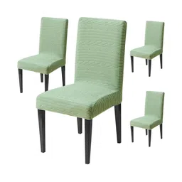 HOUSE OF QUIRK Set Of 4 Green Woven Design Jacquard 220 GSM Dining Seat Slipcover-picture-33