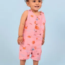MAMA AND PEACHES KidsPrinted Muslin Cotton Double Layer Romper-picture-11