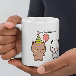 Mr UVD White & Brown Cartoon Characters Printed Ceramic Glossy Mugs 350 ml image 5