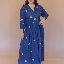 THE INDIAN ETHNIC CO Women V-Neck Cotton Wrap Maxi Dress-picture-30