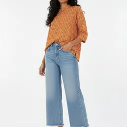 Anouk Rustic Ethnic Motifs Printed Mandarin Collar Straight Kurti image 2