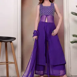 Ethnic 3 You Women Embroidered Layered Thread Work Pure Cotton Kurta with Palazzos & With Dupatta-picture-31