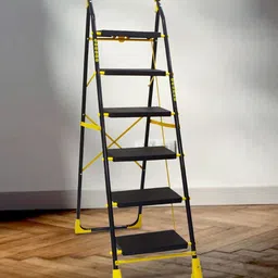 TNT THE NEXT TREND Black & Yellow Textured 6-Step Foldable Step Ladder image 2
