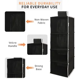 Myntra Elegant Homes Black Foldable 4 Shelf Hanging Closet Multi-Utility Organiser image 3