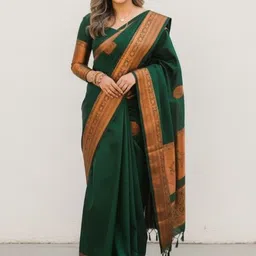 Bindi Fashion Woven Design Zari Silk Blend Handloom Banarasi Saree-picture-29