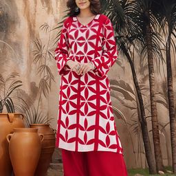 Sangria Women Geometric Printed Kurta with palazzo-picture-42