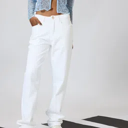 FREAKINS Women Clean Cut White Tapered Jeans image 3