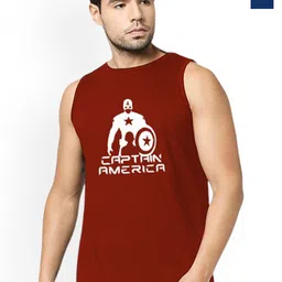 Organic Chics Pack Of 2 Printed Cotton Tank Vests Maroon Captain - Royal Thor_S-picture-31