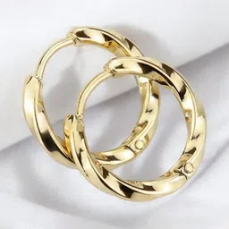 SHREE KRISHNA SHOPPING Women Brass Gold-Plated Hoop Earrings image 2