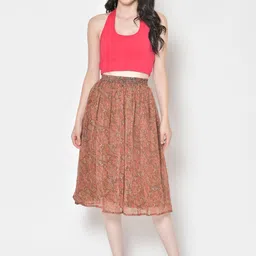 BAESD Printed Flared Midi Skirts image 3