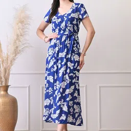 Ikonic klaer Women Floral Print Wrap Midi Dress-image-68