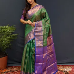 yourwish Woven Design Zari Silk Blend Kanjeevaram Saree-picture-29