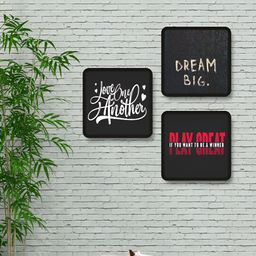 SAF Black & Red 3 Piece Motivational Quotes Wood Wall Art-picture-4