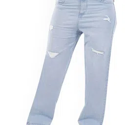 VRONE Women Comfort Regular Fit Mid-Rise Mildly Distressed Stretchable Cotton Jeans-image-7