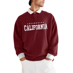 JUMPCUTS Men Typography Printed Polo Collar T-shirt image 3