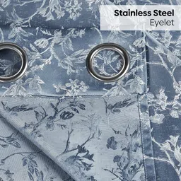 haus & kinder Evening Grace Grey & White 2 Pieces Floral Room Darkening Window Curtains image 2